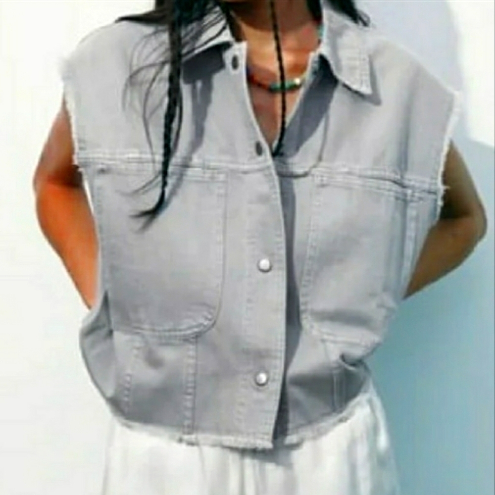 Zara Jean Cropped Vest, Size M - Picture 1 of 14